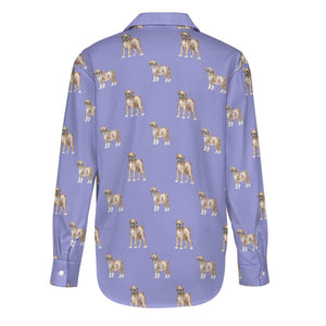 Watercolor Elegance Boxer Dogs Women's Shirt-36