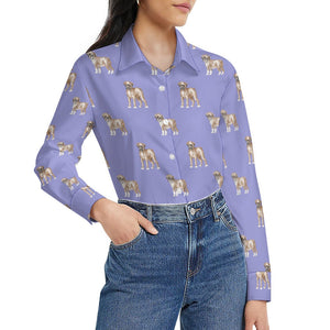 Watercolor Elegance Boxer Dogs Women's Shirt-42