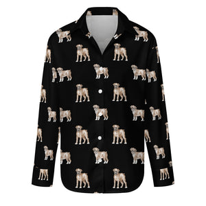 Watercolor Elegance Boxer Dogs Women's Shirt-S-Black-44