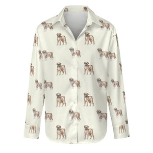 Watercolor Elegance Boxer Dogs Women's Shirt-S-Ivory-8