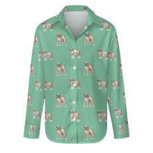 Load image into Gallery viewer, Watercolor Elegance Boxer Dogs Women&#39;s Shirt-S-MediumAquaMarine-31