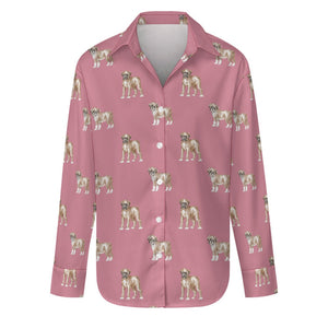 Watercolor Elegance Boxer Dogs Women's Shirt-S-PaleVioletRed-13