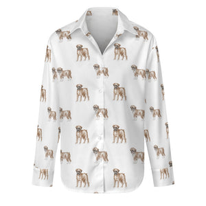 Watercolor Elegance Boxer Dogs Women's Shirt-S-White-1