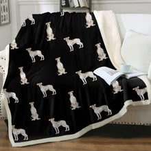 Load image into Gallery viewer, Watercolor Elegance Brindle Greyhounds Whippets Fleece Blanket - 8 Colors-Blanket-Bedding, Blankets, Greyhound, Home Decor, Whippet-2