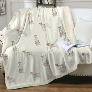 Watercolor Elegance Brindle Greyhounds Whippets Fleece Blanket - 8 Colors-Blanket-Bedding, Blankets, Greyhound, Home Decor, Whippet-3