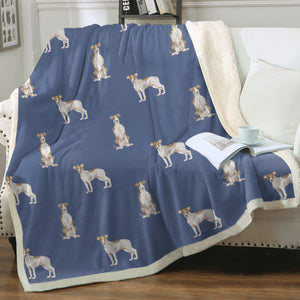 Watercolor Elegance Brindle Greyhounds Whippets Fleece Blanket - 8 Colors-Blanket-Bedding, Blankets, Greyhound, Home Decor, Whippet-7