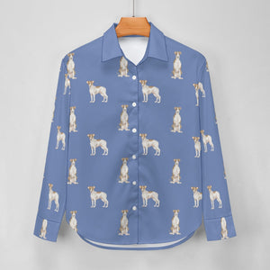 Watercolor Elegance Brindle Whippets Women's Shirt-Apparel-Apparel, Dog Mom Gifts, Greyhound, Shirt, Whippet-25