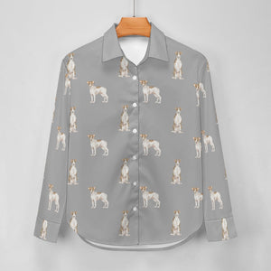 Watercolor Elegance Brindle Whippets Women's Shirt-Apparel-Apparel, Dog Mom Gifts, Greyhound, Shirt, Whippet-34