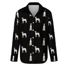 Load image into Gallery viewer, Watercolor Elegance Brindle Whippets Women&#39;s Shirt-Apparel-Apparel, Dog Mom Gifts, Greyhound, Shirt, Whippet-Midnight Black-S-11