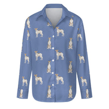 Load image into Gallery viewer, Watercolor Elegance Brindle Whippets Women's Shirt-Apparel-Apparel, Dog Mom Gifts, Greyhound, Shirt, Whippet-Slate Blue-S-26