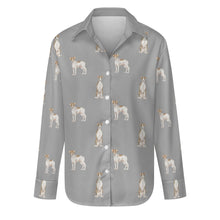 Load image into Gallery viewer, Watercolor Elegance Brindle Whippets Women&#39;s Shirt-Apparel-Apparel, Dog Mom Gifts, Greyhound, Shirt, Whippet-Parisian Gray-S-35