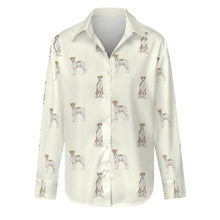 Load image into Gallery viewer, Watercolor Elegance Brindle Whippets Women&#39;s Shirt-Apparel-Apparel, Dog Mom Gifts, Greyhound, Shirt, Whippet-Ivory White-S-14