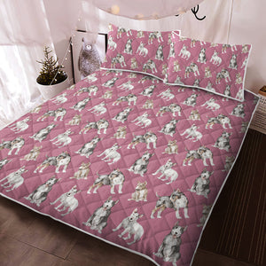 Watercolor Elegance Bull Terriers Quilted Bedding Set - 5 Colors-Bedding-Bedding, Blankets, Bull Terrier, Home Decor-6