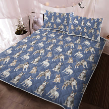 Load image into Gallery viewer, Watercolor Elegance Bull Terriers Quilted Bedding Set - 5 Colors-Bedding-Bedding, Blankets, Bull Terrier, Home Decor-Cornflower Blue-With Matching Pillowcases-Twin-12