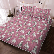 Load image into Gallery viewer, Watercolor Elegance Bull Terriers Quilted Bedding Set - 5 Colors-Bedding-Bedding, Blankets, Bull Terrier, Home Decor-Dusty Pink-With Matching Pillowcases-Twin-11