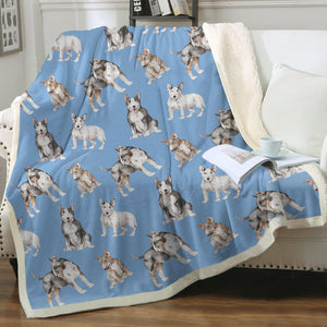 Watercolor Elegance Bull Terriers Sherpa Fleece Blanket - 8 Colors-Blanket-Bedding, Blankets, Bull Terrier, Home Decor-12