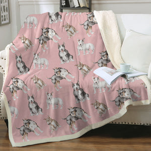 Watercolor Elegance Bull Terriers Sherpa Fleece Blanket - 8 Colors-Blanket-Bedding, Blankets, Bull Terrier, Home Decor-13