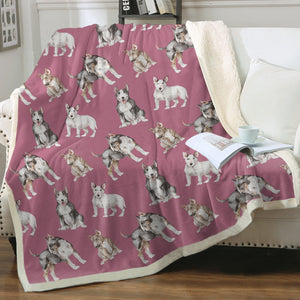 Watercolor Elegance Bull Terriers Sherpa Fleece Blanket - 8 Colors-Blanket-Bedding, Blankets, Bull Terrier, Home Decor-10