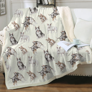 Watercolor Elegance Bull Terriers Sherpa Fleece Blanket - 8 Colors-Blanket-Bedding, Blankets, Bull Terrier, Home Decor-8