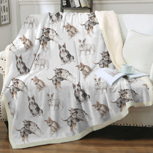 Watercolor Elegance Bull Terriers Sherpa Fleece Blanket - 8 Colors-Blanket-Bedding, Blankets, Bull Terrier, Home Decor-14