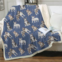Load image into Gallery viewer, Watercolor Elegance Bull Terriers Sherpa Fleece Blanket - 8 Colors-Blanket-Bedding, Blankets, Bull Terrier, Home Decor-17