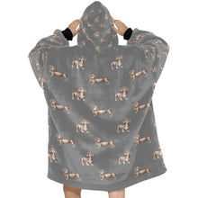 Load image into Gallery viewer, Watercolor Elegance Chocolate Dachshunds Blanket Hoodie-Blanket-Apparel, Blanket Hoodie, Blankets, Dachshund, Dog Mom Gifts-28