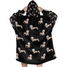 Load image into Gallery viewer, Watercolor Elegance Chocolate Dachshunds Christmas Blanket Hoodie-Blanket-Apparel, Blanket Hoodie, Blankets, Christmas, Dachshund, Dog Mom Gifts-34