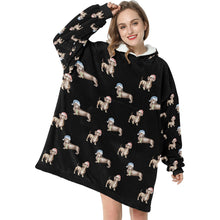 Load image into Gallery viewer, Watercolor Elegance Chocolate Dachshunds Christmas Blanket Hoodie-Blanket-Apparel, Blanket Hoodie, Blankets, Christmas, Dachshund, Dog Mom Gifts-36