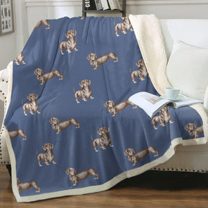 Watercolor Elegance Chocolate Dachshunds Fleece Blanket - 8 Colors-Blanket-Bedding, Blankets, Dachshund, Home Decor-9