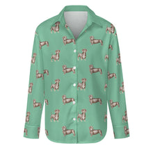 Load image into Gallery viewer, Watercolor Elegance Chocolate Dachshunds Women&#39;s Shirt-Apparel-Apparel, Dachshund, Dog Mom Gifts, Shirt-Mint Green-S-34