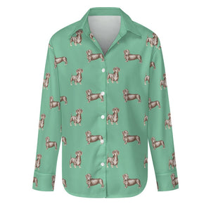 Watercolor Elegance Chocolate Dachshunds Women's Shirt-Apparel-Apparel, Dachshund, Dog Mom Gifts, Shirt-Mint Green-S-34