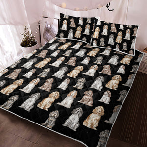 Watercolor Elegance Cocker Spaniels Quilted Bedding Set - 5 Colors-Bedding-Bedding, Blankets, Cocker Spaniel, Home Decor-5