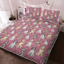 Load image into Gallery viewer, Watercolor Elegance Cocker Spaniels Quilted Bedding Set - 5 Colors-Bedding-Bedding, Blankets, Cocker Spaniel, Home Decor-Dusty Pink-With Matching Pillowcases-Twin-12