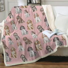 Load image into Gallery viewer, Watercolor Elegance Cocker Spaniels Sherpa Fleece Blanket - 8 Colors-Blanket-Bedding, Blankets, Cocker Spaniel, Home Decor-13