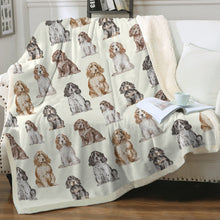 Load image into Gallery viewer, Watercolor Elegance Cocker Spaniels Sherpa Fleece Blanket - 8 Colors-Blanket-Bedding, Blankets, Cocker Spaniel, Home Decor-8