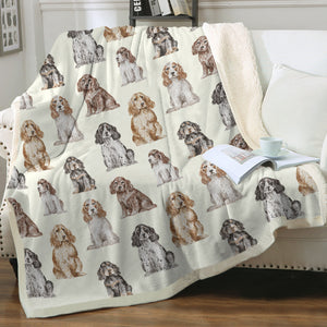 Watercolor Elegance Cocker Spaniels Sherpa Fleece Blanket - 8 Colors-Blanket-Bedding, Blankets, Cocker Spaniel, Home Decor-8