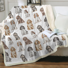 Load image into Gallery viewer, Watercolor Elegance Cocker Spaniels Sherpa Fleece Blanket - 8 Colors-Blanket-Bedding, Blankets, Cocker Spaniel, Home Decor-14