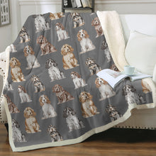 Load image into Gallery viewer, Watercolor Elegance Cocker Spaniels Sherpa Fleece Blanket - 8 Colors-Blanket-Bedding, Blankets, Cocker Spaniel, Home Decor-11