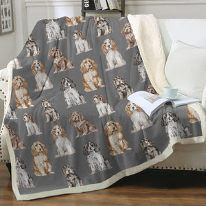 Watercolor Elegance Cocker Spaniels Sherpa Fleece Blanket - 8 Colors-Blanket-Bedding, Blankets, Cocker Spaniel, Home Decor-11