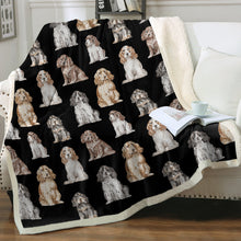 Load image into Gallery viewer, Watercolor Elegance Cocker Spaniels Sherpa Fleece Blanket - 8 Colors-Blanket-Bedding, Blankets, Cocker Spaniel, Home Decor-7