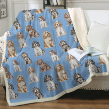 Load image into Gallery viewer, Watercolor Elegance Cocker Spaniels Sherpa Fleece Blanket - 8 Colors-Blanket-Bedding, Blankets, Cocker Spaniel, Home Decor-20