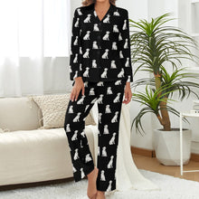 Load image into Gallery viewer, Watercolor Elegance Dalmatians Pajamas Set for Women-Pajamas-Apparel, Dalmatian, Dog Mom Gifts, Pajamas-S-Midnight Black-9