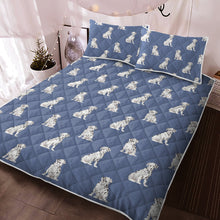 Load image into Gallery viewer, Watercolor Elegance Dalmatians Quilted Bedding Set - 5 Colors-Bedding-Bedding, Blankets, Dalmatian, Home Decor-Cornflower Blue-Twin-With Matching Pillowcases-12