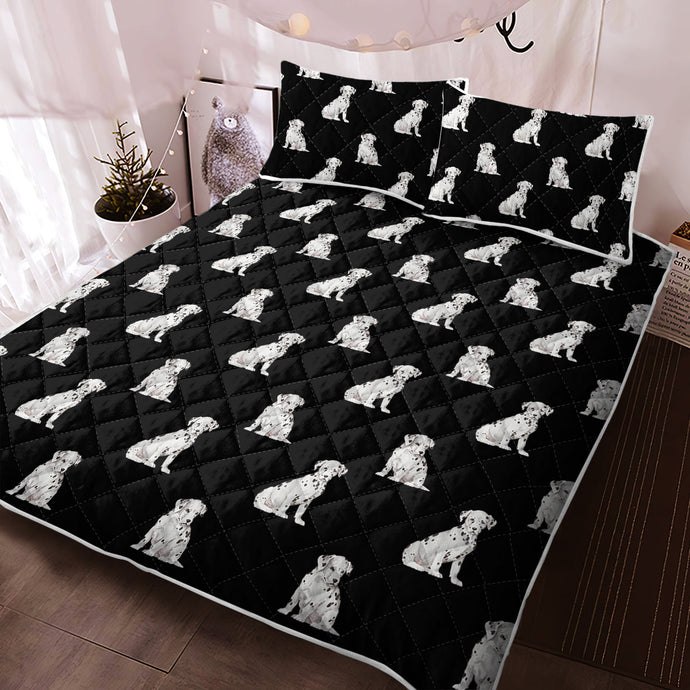 Watercolor Elegance Dalmatians Quilted Bedding Set - 5 Colors-Bedding-Bedding, Blankets, Dalmatian, Home Decor-1