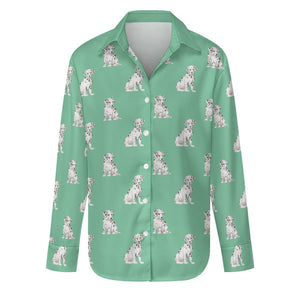 Watercolor Elegance Dalmatians Women's Shirt-Apparel-Apparel, Dalmatian, Dog Mom Gifts, Shirt-Mint Green-S-29