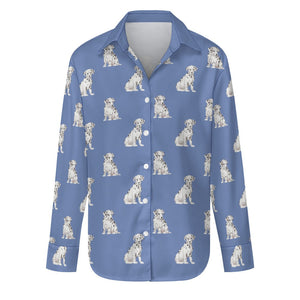 Watercolor Elegance Dalmatians Women's Shirt-Apparel-Apparel, Dalmatian, Dog Mom Gifts, Shirt-Slate Blue-S-26