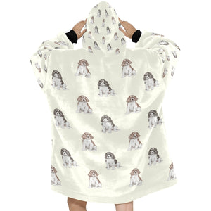 Watercolor Elegance English Springer Spaniels Blanket Hoodie-Blanket-Apparel, Blanket Hoodie, Blankets, Dog Mom Gifts, English Bulldog, English Springer Spaniel-10