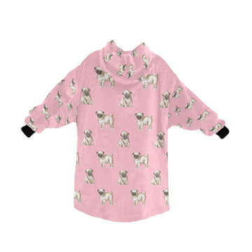 Watercolor Elegance Fawn Pugs Blanket Hoodie-Blanket-Apparel, Blanket Hoodie, Blankets, Dog Mom Gifts, Pug-12