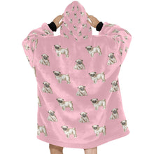 Load image into Gallery viewer, Watercolor Elegance Fawn Pugs Blanket Hoodie-Blanket-Apparel, Blanket Hoodie, Blankets, Dog Mom Gifts, Pug-13