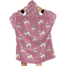 Load image into Gallery viewer, Watercolor Elegance Fawn Pugs Blanket Hoodie-Blanket-Apparel, Blanket Hoodie, Blankets, Dog Mom Gifts, Pug-16